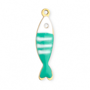 Ciondoli in acciaio inossidabile pesce oro-turchese menta-bianco