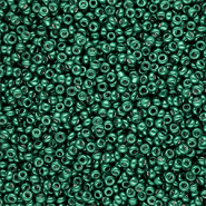 Perline di vetro rocailles 12/0 (2mm) verde ottanio metallico luminoso