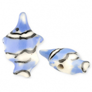 Perline di ceramica pesce pagliaccio blu-biancastro-nero