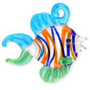 Pendenti di vetro dipinte a mano pesce trasparente-blu-verde-arancione
