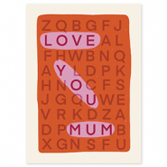 BY31&reg; Espositori bigiotteria in cartoncino "Love you mum" biancastro-rosso corallo-rosa