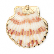 Pendenti di conchiglia prodotti speciali conchiglia di capesante con 5 anellini bianco-rosa scuro-oro