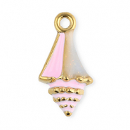 Ciondoli in acciaio inossidabile smalto conchiglia oro-rosa chiaro-trasparente glitterato