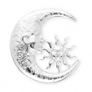 Broches accattivanti in acciaio inossidabile luna & sole argento