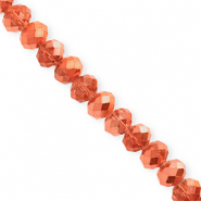 Perline sfaccettate 8x6mm rondella arancio corallo-effetto perlato