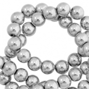 Perline di ematite 4 mm tonda grigio chiaro