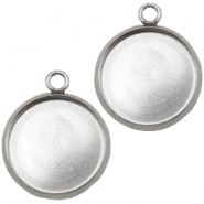 Ciondoli in acciaio inossidabile castone per cabochon 12mm argento