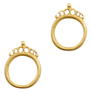 Ciondoli di metallo TQ anellino 18 mm con corona oro (privo di nichel)