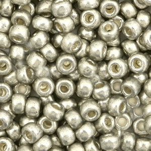Rocailles Miyuki 6/0 Duracoat galvanized light pewter silver 6-4221