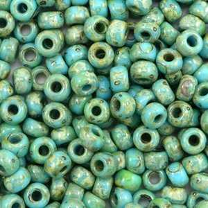 Rocailles Miyuki 6/0 Opaque picasso turquoise blue 6-4514