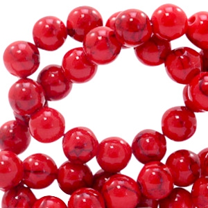 Perline in pietra naturale 6 mm marmorizzata rosso rubino