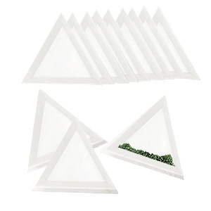 Espositore per bigiotteria piatto a forma di triangolo bianco