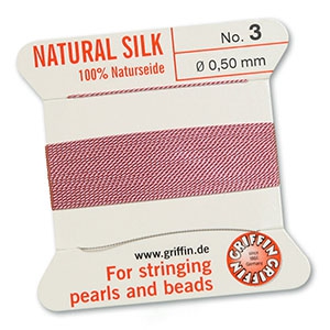 Griffin filo infilaperle di seta naturale 100% &Oslash;0.5mm rosa scuro