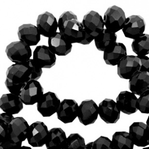 Perline sfaccettate 3x2mm rondella nero giaietto-effetto perlato