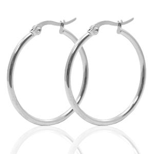 Orecchini in acciaio inossidabile 30mm a cerchio argento