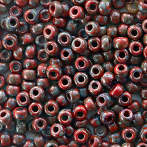 Rocailles Miyuki 8/0 Opaque picasso red 8 - 4513