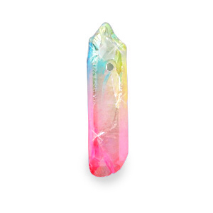 Pendente in pietra naturale Quarzo rosa arcobaleno AB