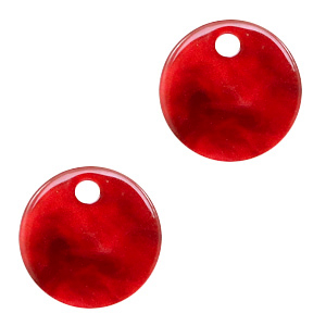 Pendenti in resina 12 mm rotondo rosso ciliegia