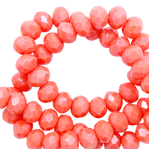 Perline sfaccettate 3x4mm rondella rosso corallo-effetto perlato
