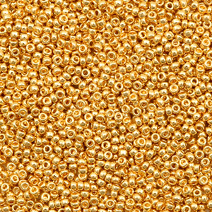 Rocailles Miyuki 15/0 Duracoat galvanized yellow gold 15-4203