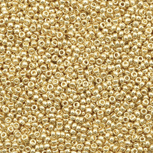 Rocailles Miyuki 15/0 Duracoat galvanized champagne gold 15-4204