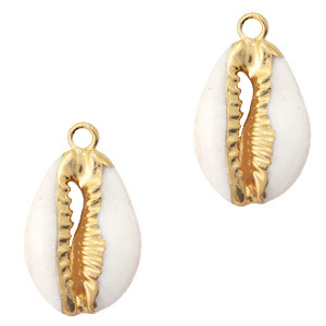Pendenti di conchiglia prodotti speciali conchiglia ciprea beige crema - oro