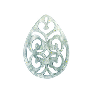 Pendenti in resina 38x27 mm a forma di goccia in stile barocco grigio cenere-verde