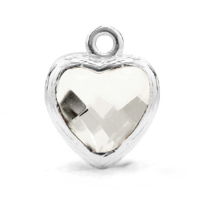 Pendenti di vetro Crystal Glass a forma di cuore cristallo-argento