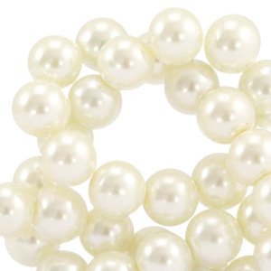 Perline di vetro con effetto perlato 6mm alta qualit&agrave; biancastro