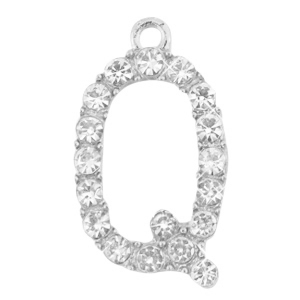 Ciondoli di metallo BQ lettera Q con strass argento antico