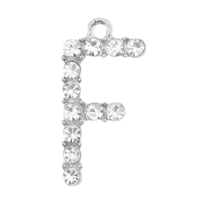 Ciondoli di metallo BQ lettera F con strass argento antico