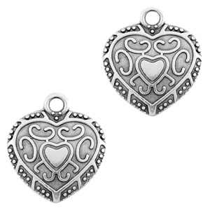 Ciondoli di metallo DQ cuore argento antico (privo di nichel)