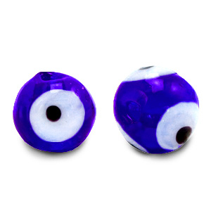 Perline di vetro 6 mm 'occhio di Allah' blu cobalto