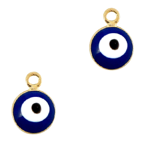 Ciondoli di metallo occhio di Allah 6mm oro-blu