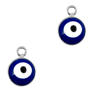 Ciondoli di metallo occhio di Allah 6mm argento-blu