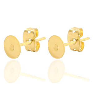 Componenti in acciaio inossidabile perni per cabochon 7mm e SS34 a fondo piatto oro