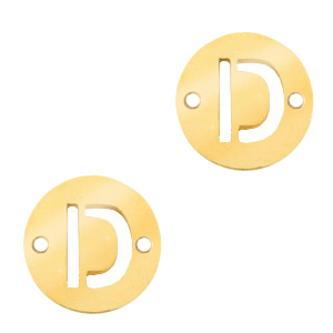 Ciondoli in acciaio inossidabile distanziatore 10mm lettera D moneta oro