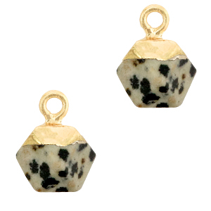 Ciondoli in pietra naturale Diaspro Damata esagono grigio beige-oro