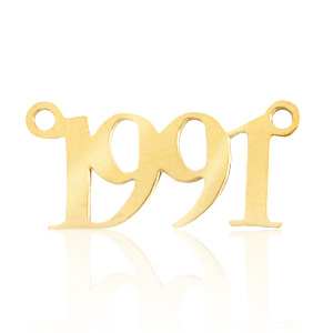 Ciondoli in acciaio inossidabile distanziatore anno 1991 oro
