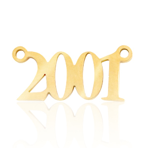 Ciondoli in acciaio inossidabile distanziatore anno 2001 oro