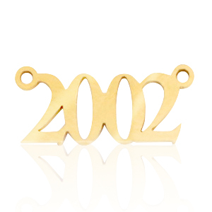 Ciondoli in acciaio inossidabile distanziatore anno 2002 oro
