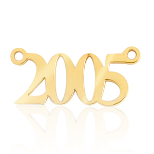 Ciondoli in acciaio inossidabile distanziatore anno 2005 oro