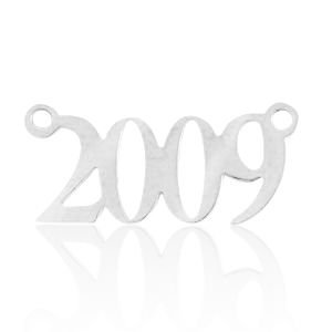 Ciondoli in acciaio inossidabile distanziatore anno 2009 argento