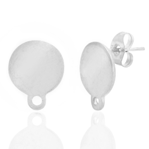 Orecchini in acciaio inossidabile 10mm con anellino argento