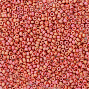 Rocailles Miyuki 15/0 Opaque glazed frosted rainbow cardinal red 15-4695