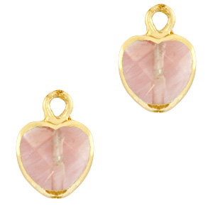 Ciondoli in pietra naturale cuore rosa fiore-oro