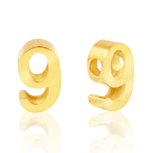 Perline in acciaio inossidabile con disegno numero 9 oro