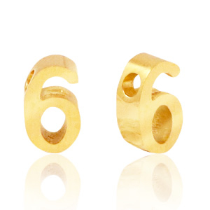 Perline in acciaio inossidabile con disegno numero 6 oro