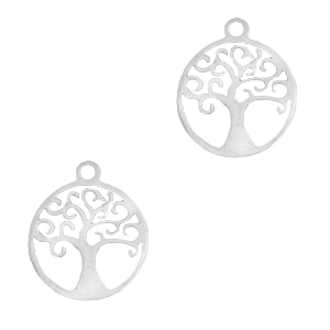 Ciondoli in acciaio inossidabile a forma di albero della vita argento