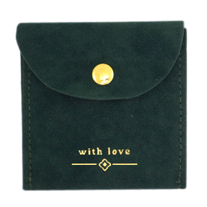 Sacchetto per gioielli "with love" verde scuro-oro